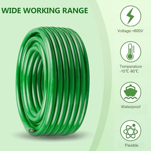 THHN Wire 4 Gauge 10 FT, 4 AWG Stranded OFC Copper Electrical Building Wire with Nylon Jacket PVC Insulation, Rated 600V for Residential, Industrial, CNC, Ground (4 Gauge, Green) - color: Green, size: 4 AWG 10FT