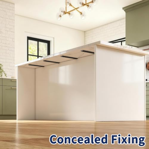 LSK 6PCS Countertop Bracket, L 14"×H 6", Heavy Duty Shelf Bracket, Black - color: Black, size: 14x6 inch (max duty)