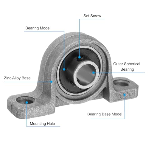 PATIKIL Pillow Block Bearing 3/8" / 10mm Bore, 4 Pcs Vertical Zinc Alloy Steel Mounted Flange Pillow Block Self Alignment Insert Bearings Bore Ball Housing for Machinery Power Agriculture - size: 3/8"