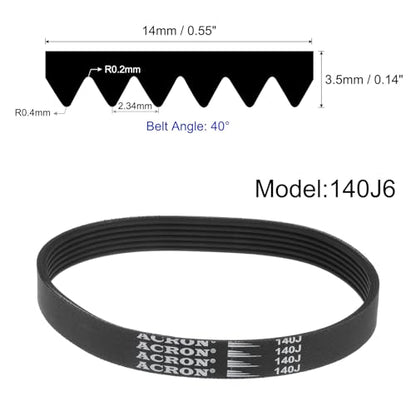 uxcell 140J6 Rubber Poly V Belt, 6 Ribs PJ V-Ribbed Belt 14" Length x 0.55" Width x 0.14" Thick, Industrial Transmission Drive Belt - size: 14" Length