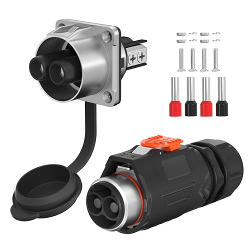 RVMARINEPAT 100 Amp Trolling Motor Plug and Receptacle Set - 6 to 4 AWG Wire Circular Connector - Fast Locking 2 Pin 12V-48V Power Connector - Waterproof for Marine Boat