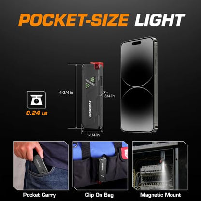EverBrite Flat Rechargeable EDC Flashlight with RGB/UV Light for Home - color: Black