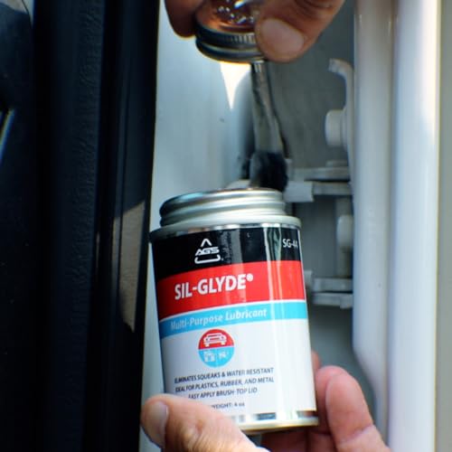 AGS Automotive Solutions SIL-Glyde Brush Top Can Multi-Purpose All-Weather Lubricating Compound for All Surfaces, 4 oz Lubricant Can, Silicone Lubricant, Ensure Friction Resistance - size: 4oz