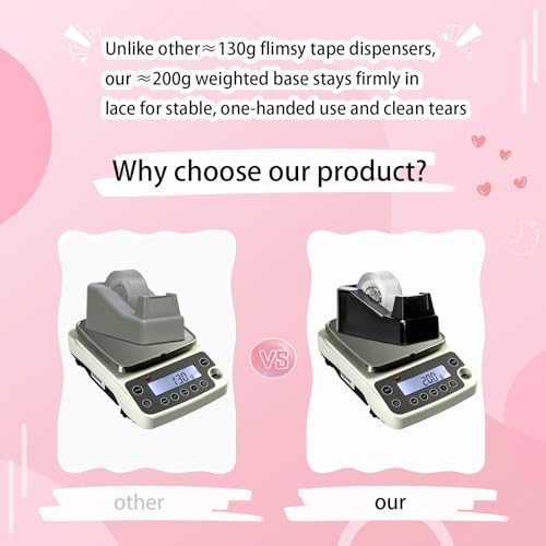 Tape Dispenser Desk,Desktop Tape Dispenser, Tape Dispenser with Weighted Non-Skid Base, Includes 6 Rolls Transparent Tape (0.71" x 1000"),Heavy Duty Tape Holder for Office, Home, School(Black) - color: Black