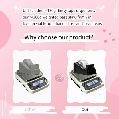 Tape Dispenser Desk,Desktop Tape Dispenser, Tape Dispenser with Weighted Non-Skid Base, Includes 6 Rolls Transparent Tape (0.71" x 1000"),Heavy Duty Tape Holder for Office, Home, School(Black) - color: Black