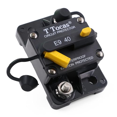 E9 1/4" Studs 40A Amp Circuit Breaker w/Manual Reset 12-72V DC UL - size: 40A