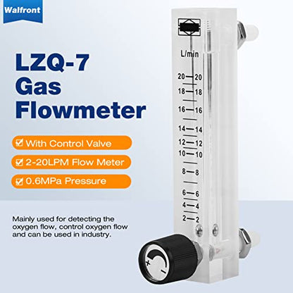Flowmeter 2-20LPM Acrylic Air Gas Flowmeter with Control Valve for Measuring Controlling Gas