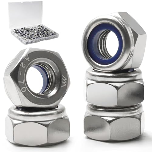 M5-0.8 Lock Nut, 190Pcs Stainless Steel Nylock Insert Locking Nuts - size: M5-0.8, 190 Pack
