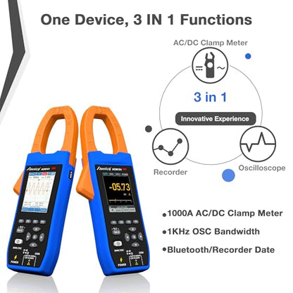 Smart 3-in-1 AC/DC Clamp Meter 1000A/1000V with Oscilloscope Recording