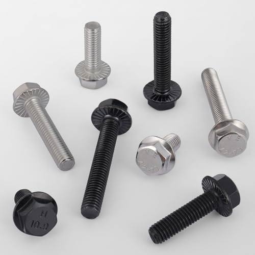 VGBUY M10-1.5 x 35mm Flanged Hex Head Bolts,304 Stainless Steel 18-8,Fully Threaded,Silver External Flange Hex Drive Screws,Pump,Fix Car,DIY Project(13Pcs) - size: M10x35mm