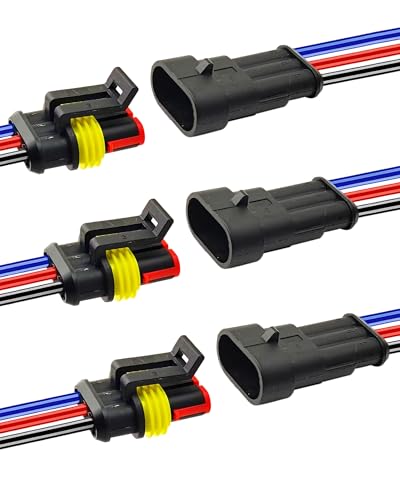 14AWG 3 Pin Waterproof Electrical Connector Quick Connect 3 Pack - size: 3 Pin