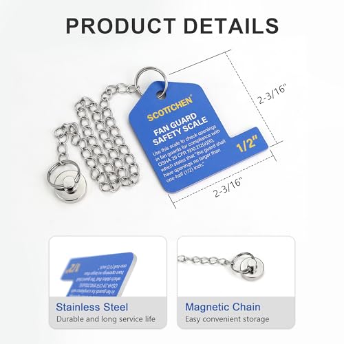 SCOTTCHEN Fan Safety Guidelines Tool, 1/2" Stainless Steel Distance Gauge with Magnetic Hanging Chain for Industrial Fan Guard Measuring - color: For Fan-1 Pack