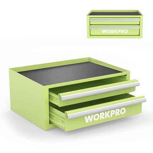 WORKPRO 12.5" Mini Metal Tool Box with 2 Drawers - color: Macaron Green