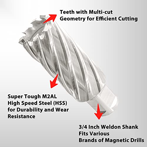 S&F STEAD & FAST Annular Cutter with Pilot Pin, 1-1/8" x 2", Mag Drill Bit - size: 1-1/8" x 2"