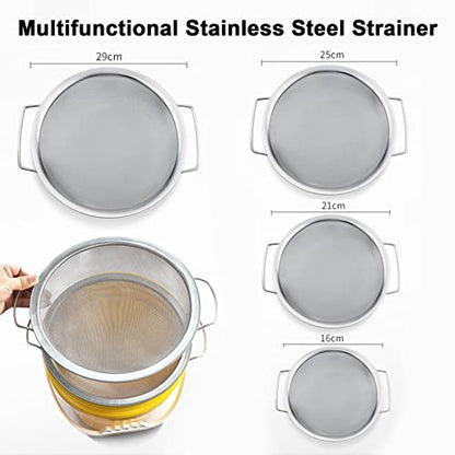 4 Packs Fine Mesh Paint Strainer 60 Mesh Stainless Steel Paint Filter Emulsion Honey Funnel Filter Cover Fits 5 Gallon Paint Bucket Filter Tool Insert