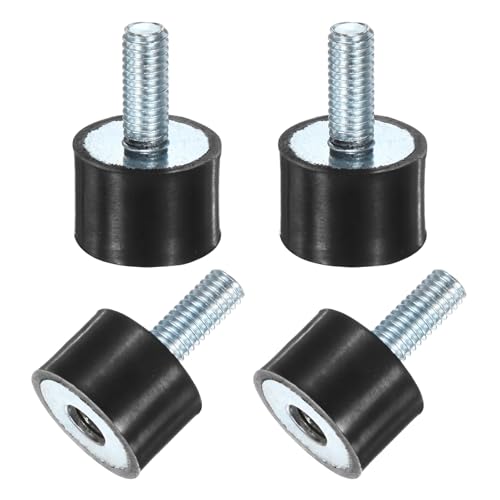 M METERXITY 4-Pack Rubber Mounts D15mmxH10mm Male/Female Vibration Isolators Cylindrical Shock Absorber W M5 x 12mm Studs for Air Compressor/Car/Pump/Boat/Garage Motor/Bobbins Rubber Isolators - size: M5 x 12mm, 15mm x 10mm