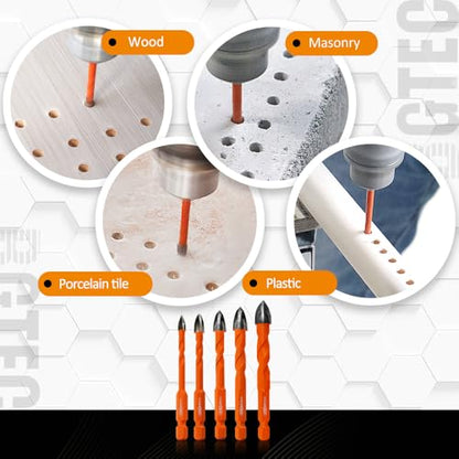 BGTEC Cemented Carbide Drill Bits Masonry Drill Bits, 10pcs Quick-fit Shank 6MM Cross Spiral Hard Alloy Drill Bit for Wood Plastic Masonry Ceramic Tile Concrete Marble - size: 10pcs 6mm