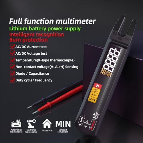 Open Jaw Digtal Multimeter 6000 Counts Clamp Meter, Digital Electrical Tester,Rechargeable with Smart Mode,Measuring Resistance,Capacitance,Frequency,Continuity,Diode,AC/DC Voltage&Current