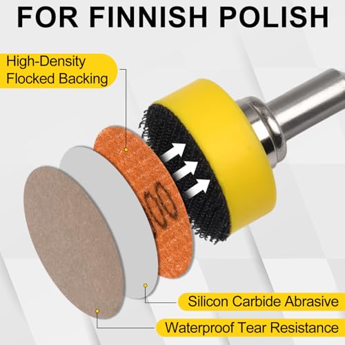 191PCS 1 Inch Sanding Discs Hook and Loop 60 to 10000 Wet Dry Sandpaper Micro Sanding and Polishing Set with 2PCS 1/8" Shank, Backing Pad, Polishing Pads, Foam Pads for Metal Glass Resin Wood