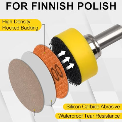 191PCS 1 Inch Sanding Discs Hook and Loop 60 to 10000 Wet Dry Sandpaper Micro Sanding and Polishing Set with 2PCS 1/8" Shank, Backing Pad, Polishing Pads, Foam Pads for Metal Glass Resin Wood