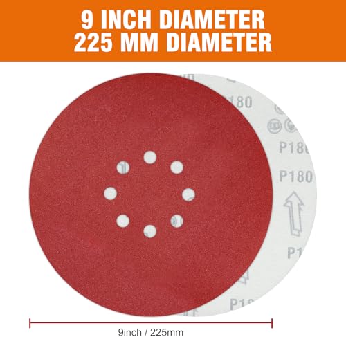 30 PCS 9 Inch Drywall Sanding Discs 180 Grit 8 Hole - color: 8 Hole, size: Grit 180