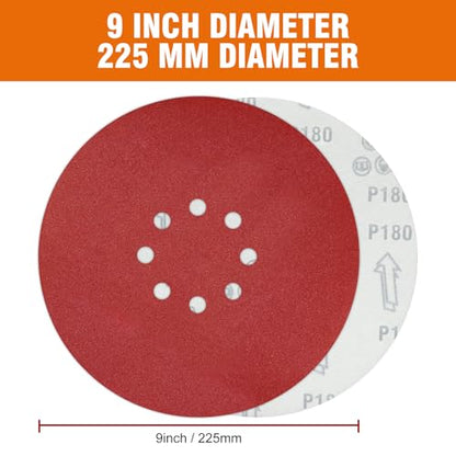 30 PCS 9 Inch Drywall Sanding Discs 180 Grit 8 Hole - color: 8 Hole, size: Grit 180