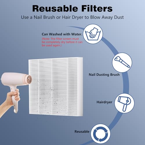 2-Pack Replacement Nail Dust Collector Filters, Square