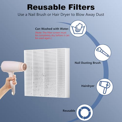 2-Pack Replacement Nail Dust Collector Filters, Square