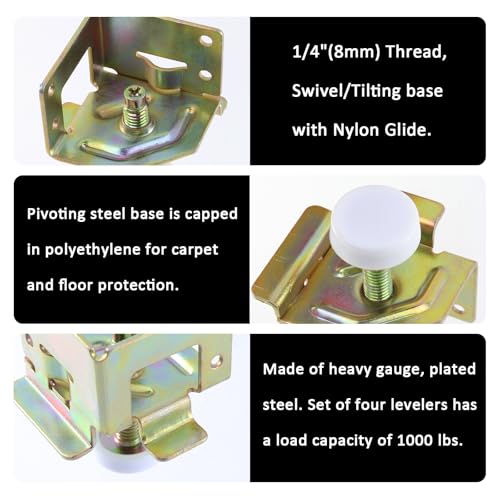 Antrader 4 Pack Adjustable Leveler Legs w/Corner Protector Guard Brackets
