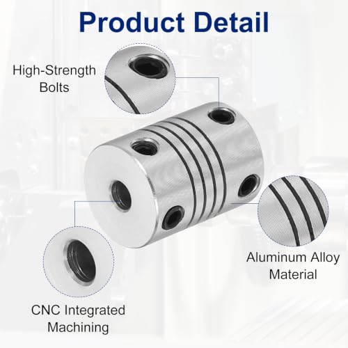 Flexible Shaft Coupling(4mm|4mm): 4 Pcs Silver Aluminum Alloy - color: Silver, size: 4mm x 4mm (15mm OD, 25mm L)