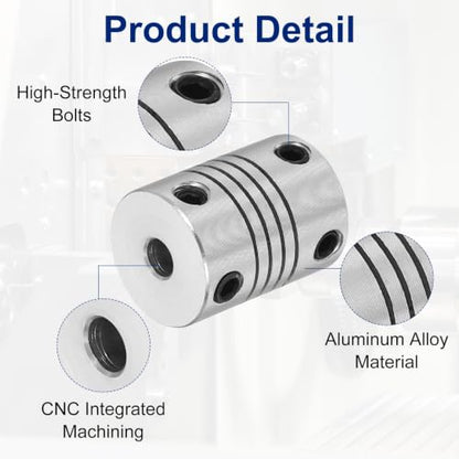 Flexible Shaft Coupling(4mm|4mm): 4 Pcs Silver Aluminum Alloy - color: Silver, size: 4mm x 4mm (15mm OD, 25mm L)