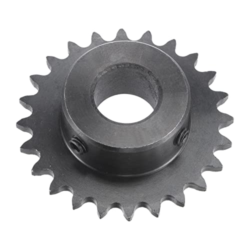 uxcell 24 Tooth Roller Sprocket B Type, #25 Chain, Single Strand 1/4" Pitch, 15mm Bore Black Oxide C45 Carbon Steel with Set Screws for ISO 04C - size: 15mm