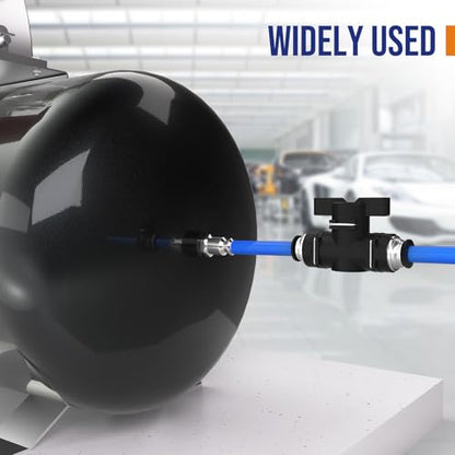1/4 Push To Connect Valve,Shut Off Air Flow Control Fittings - color: Black BUC+SA, size: 1/4"OD