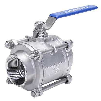 DERNORD Ball Valve 3 Inch NPT Threaded - Stainless Steel 304 Female 3 Piece Full Port (3" NPT Female) - size: 3" NPT Female