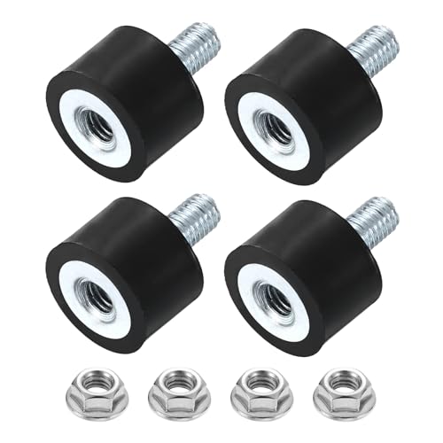 uxcell M5 Rubber Mounts, 4Pcs 15x10mm(DxH) Rubber Cylindrical Anti Vibration Isolator Shock Absorber with Lock Nuts for Car Bobbin Generator Air Compressors - size: M5x12mm, 15x10mm Rubber