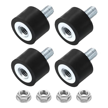 uxcell M5 Rubber Mounts, 4Pcs 15x10mm(DxH) Rubber Cylindrical Anti Vibration Isolator Shock Absorber with Lock Nuts for Car Bobbin Generator Air Compressors - size: M5x12mm, 15x10mm Rubber