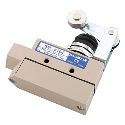 BAOMAIN Limit Switch BM-6104, Roller Lever Actuator, 15A 250VAC/380VAC Heavy Duty Sealed Micro Switch for Air Curtain and Industrial Doors, IP65 Waterproof, Replacement for TZ-6104