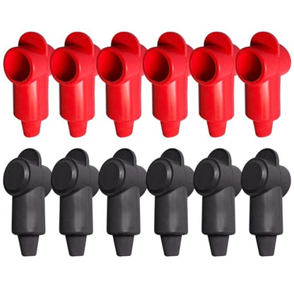 Ampper Silicone 3/8" Stud Terminal Covers Boot Fit 6-2 Gauge, R&B 12 Pc - color: Red & Black, size: 3/8" Stud M