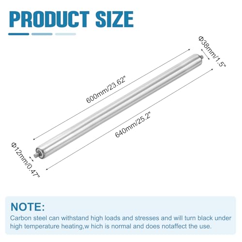 MECCANIXITY Stainless Steel Conveyor Roller 1.5" Diameter 24" Length Gravity Transmission Replacement Part Galvanized End (Silver) - size: 1.5"x24"