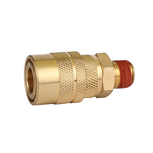 Industrial Air Coupler, 1/4 Inch Body Size, 1/4 Inch NPT Male Threads Size, Brass Air Compressor Hose Fitting