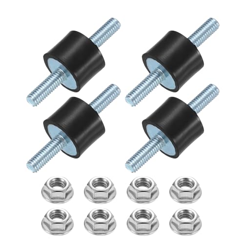 uxcell 4Pcs M6 x 18mm Rubber Mounts, 20 x 15mm Cylindrical Anti Vibration Isolator Studs Shock Absorber Double Studs with Nuts for Car Bobbin Generator Air Compressors - size: M6 x 18mm, 20 x 15mm
