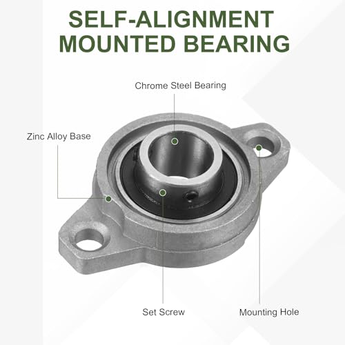 uxcell KFL002 Pillow Block Bearing 9/16" (15mm) Zinc Alloy Steel 2Pcs - size: KFL002 (9/16" Bore)