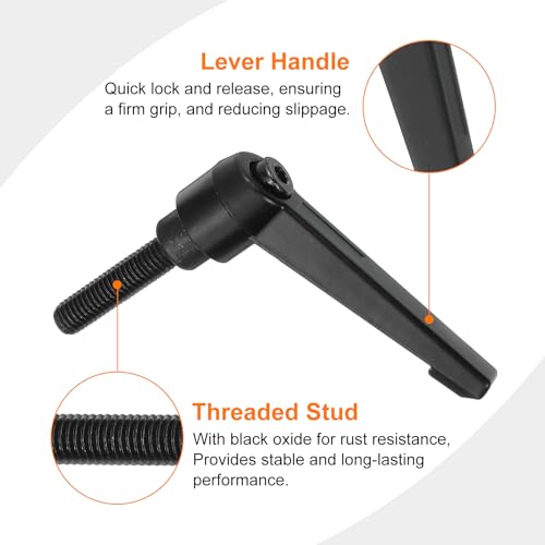 uxcell 2Pcs M8 x 32mm Adjustable Knobs Handle Male Thread Push Button Ratchet Quick Release Locking Rotating Bolt for Lathe Machinery, Black - size: M8 x 32mm