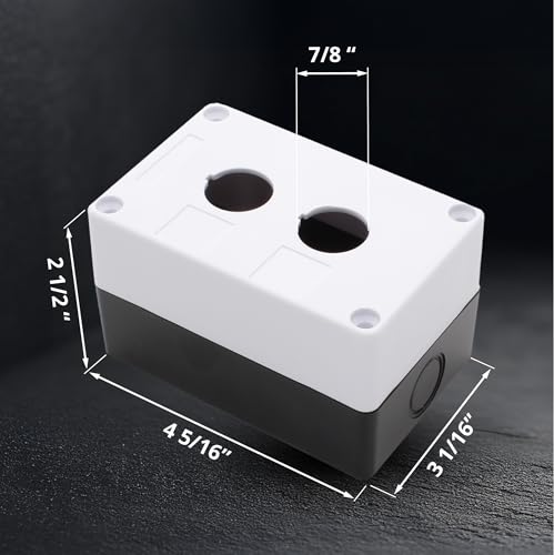 Push Button Switch Control Station Box - 22mm Double Push Button Hole, Dustproof and Waterproof, 1NO/1NC, Abs Material, JL-BX2 Model (Black and White) (2 Pack) - size: 2 PACK, style: Double Push Button Hole JL-BX2