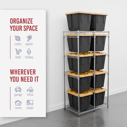SafeRacks Bin Storage Rack with 10 Bins, 12-Gal Totes, Silver - color: Zinc