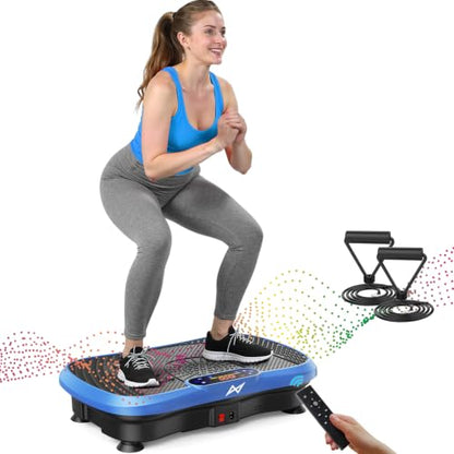 AXV Vibration Plate Exercise Machine Fitness Platform Body Vibrating Board - color: SLIM.BLUE