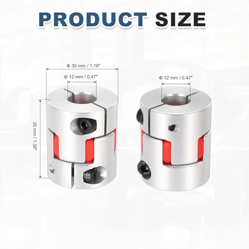 MECCANIXITY 12mm-12mm Aluminium Plum Flexible Shaft Coupling w Hex Wrench - size: 12mm to 12mm