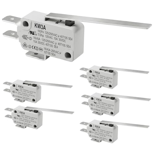 6 Pack Long Straight Lever Micro Switch, 16A 125/250V SPDT - size: V-153-1C25