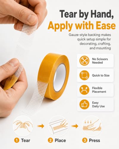 High Tack Double Sided Mesh Tape Grid Adhesive for Clothes Removable Heavy Duty Fabric Industrial Stick Wide Dry Wall Carpet Magic Curtains Strong Rugs Waterproof Generic (10 meters-2pc-50 mm) - color: 10 meters-2pc,50 mm