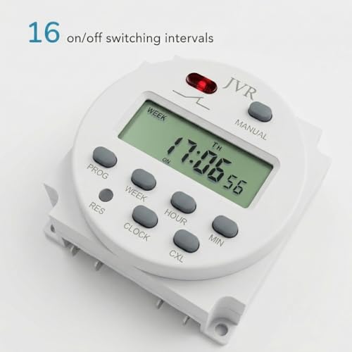 JVR 12V Timer Switch - Programmable DC/AC/Solar Relay, 16 Schedules